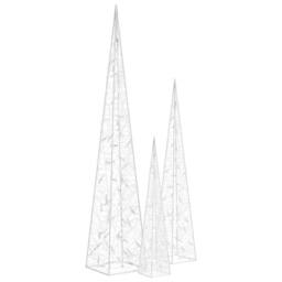 Berkfield Home Acrylic Decorative LED Light Cone Set Cold White 60/90/120cm - thumbnail 3