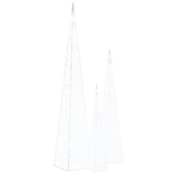Berkfield Home Acrylic Decorative LED Light Cone Set Cold White 60/90/120cm - thumbnail 1