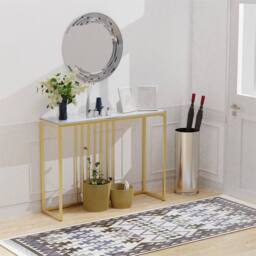 KORVIXA Strong Marble Hallway Console Table Laptop Side Desk in White - Size: 100 cm x 100 cm - thumbnail 5