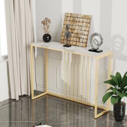 KORVIXA Strong Marble Hallway Console Table Laptop Side Desk in White - Size: 100 cm x 100 cm - thumbnail 3