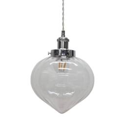 First Choice Lighting Layla - Clear Glass Easy Fit Pendant Shade with Chrome Detail - thumbnail 1