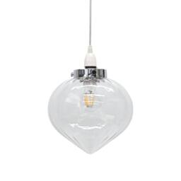 First Choice Lighting Layla - Clear Glass Easy Fit Pendant Shade with Chrome Detail - thumbnail 2