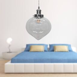 First Choice Lighting Layla - Clear Glass Easy Fit Pendant Shade with Chrome Detail - thumbnail 4