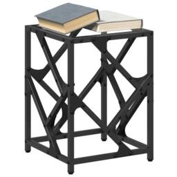 Berkfield Home Modern Coffee Table with Transparent Glass Top 30x30x41 cm Steel in Black - Size: 30 x 30 x 41 cm