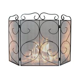 simpa Chequers 3 Panel Fire Guard in Black - thumbnail 1
