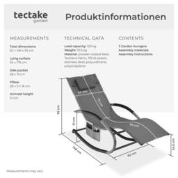 tectake Sun Lounger Taya in Grey - Size: 2 Seater - thumbnail 6