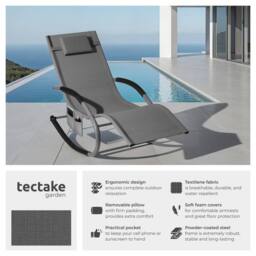 tectake Sun Lounger Taya in Grey - Size: 2 Seater - thumbnail 2