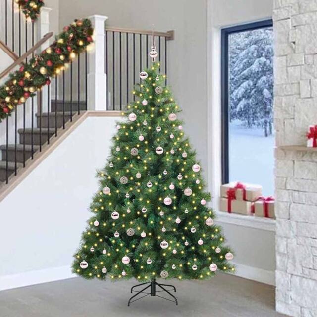 Berkfield Home Artificial Christmas Tree with 300 LEDs Green 240 cm PE & PVC - image 1