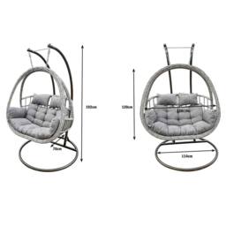 Fimous Indoor Outdoor Rattan Love Egg Hanging Chair Garden With Thick Cushion in Dark Grey - thumbnail 3