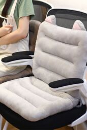 Living and Home 100 x 45cm Computer Chair Cushion with Non-Slip Straps in Grey - Size: 100 x 45 cm - thumbnail 6