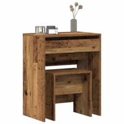 Berkfield Home Stylish Dressing Table with Mirror Old Wood Engineered Wood in Brown - thumbnail 1