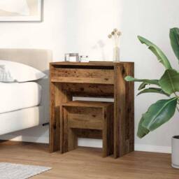 Berkfield Home Stylish Dressing Table with Mirror Old Wood Engineered Wood in Brown - thumbnail 4