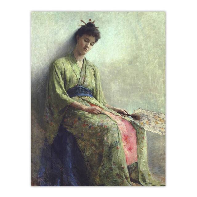 "Artery8 Frank Edwin Scott Somnolence Sleeping Woman Portrait Wall Art Print in Green - Size: W12"" x H16""" - image 1
