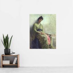 "Artery8 Frank Edwin Scott Somnolence Sleeping Woman Portrait Wall Art Print in Green - Size: W12"" x H16""" - thumbnail 4