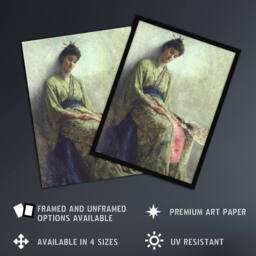 "Artery8 Frank Edwin Scott Somnolence Sleeping Woman Portrait Wall Art Print in Green - Size: W12"" x H16""" - thumbnail 2