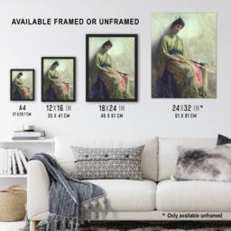 "Artery8 Frank Edwin Scott Somnolence Sleeping Woman Portrait Wall Art Print in Green - Size: W12"" x H16""" - thumbnail 3