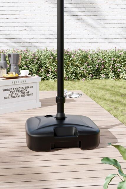 Garden Sanctuary Water & Sand Filled Square Freestanding Plastic Parasol Base in Black - image 1