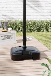 Garden Sanctuary Water & Sand Filled Square Freestanding Plastic Parasol Base in Black