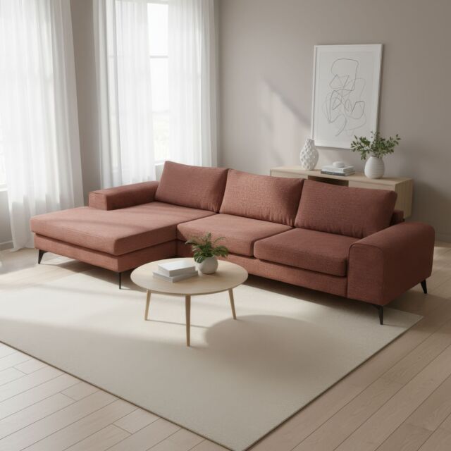 Abakus Direct Venice Corner Left Sofa with Deep Seats & Extra-wide Padded Arms in Burgundy - image 1