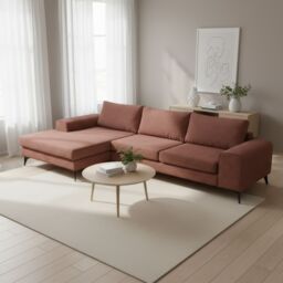 Abakus Direct Venice Corner Left Sofa with Deep Seats & Extra-wide Padded Arms in Burgundy - thumbnail 1