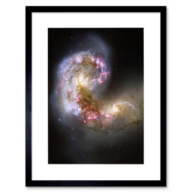 "Artery8 NASA Hubble Space Telescope Colliding Galaxies 12x16"" Framed Art Print in Black - Size: W12"" x H16""" - image 1