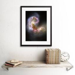 "Artery8 NASA Hubble Space Telescope Colliding Galaxies 12x16"" Framed Art Print in Black - Size: W12"" x H16""" - thumbnail 2