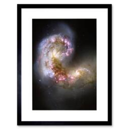 "Artery8 NASA Hubble Space Telescope Colliding Galaxies 12x16"" Framed Art Print in Black - Size: W12"" x H16""" - thumbnail 1