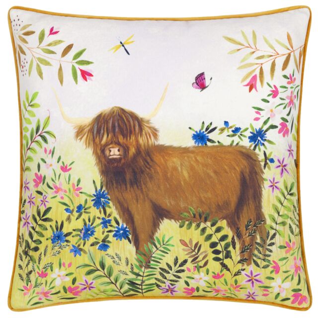Evans Lichfield Daisy Hill Agnes Printed Cushion in Tan - Size: 45 cm x 45 cm - image 1