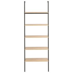 Berkfield Home 5-Tier Leaning Shelf Light Brown & Black 64x35x185 cm - Size: 64 x 35 x 185 cm - thumbnail 3