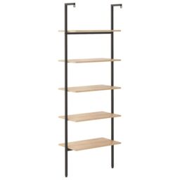 Berkfield Home 5-Tier Leaning Shelf Light Brown & Black 64x35x185 cm - Size: 64 x 35 x 185 cm - thumbnail 5