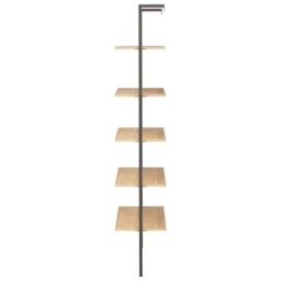 Berkfield Home 5-Tier Leaning Shelf Light Brown & Black 64x35x185 cm - Size: 64 x 35 x 185 cm - thumbnail 4
