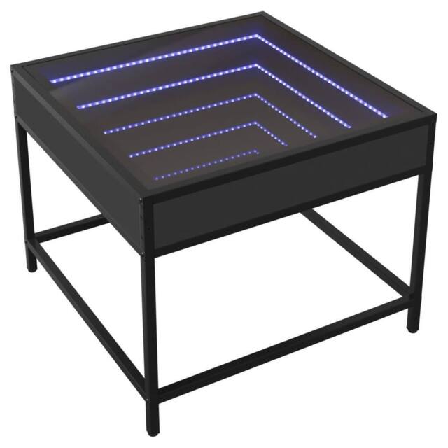 Berkfield Home Decorative Coffee Table with Infinity LED Black 50x50x41 cm - Size: 50 x 50 x 41 cm - image 1