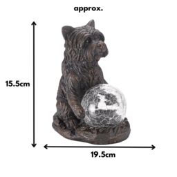 Marco Paul 2 Pack of Resin Dog Solar Powered Garden Ornament with Crystal Ball 15cm in Grey - thumbnail 3
