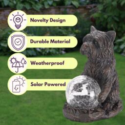 Marco Paul 2 Pack of Resin Dog Solar Powered Garden Ornament with Crystal Ball 15cm in Grey - thumbnail 6