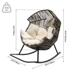 Leaper Oversized PE Rattan Rocking Chair with Thick Cushion in Grey - thumbnail 8