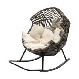 Leaper Oversized PE Rattan Rocking Chair with Thick Cushion in Grey - thumbnail 2