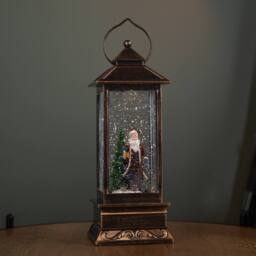 Samuel Alexander 27cm Light up Bronze Christmas Water Spinner with Santa Scene & LEDs - thumbnail 2