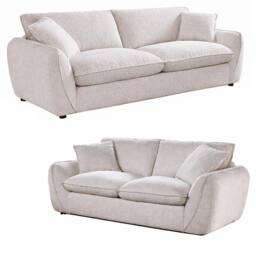 Furnishings For Less UK Berti Modern Beige Fabric Sofa Suite Curved Arms - thumbnail 4