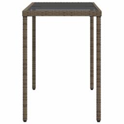 Berkfield Home Garden Table with Glass Top Grey 115x54x74 cm Poly Rattan - Size: 115 x 54 x 74 cm - thumbnail 5