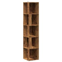 Berkfield Home Corner Cabinet Old Wood 33x33x165 cm Engineered Wood in Brown - Size: 33 x 33 x 165 cm - thumbnail 1