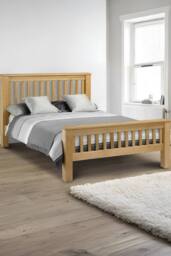 Julian Bowen Amsterdam High Footend Solid Oak Bed in Natural - Size: Super King - thumbnail 2