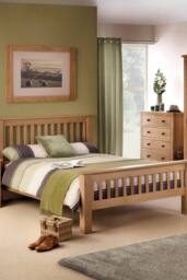 Julian Bowen Amsterdam High Footend Solid Oak Bed in Natural - Size: Super King