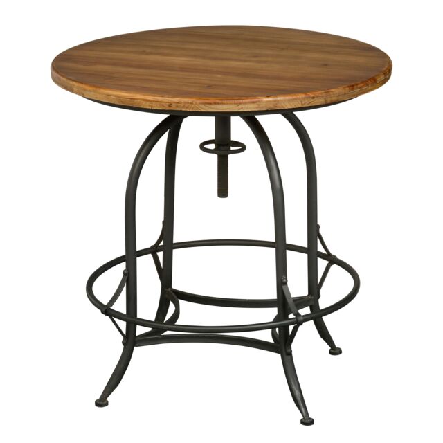 Orsina Wood & Metal Round Top Side Table, Industrial Style Side Table, Wooden Side Table For Living Room in Natural - image 1