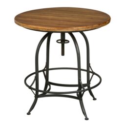 Orsina Wood & Metal Round Top Side Table, Industrial Style Side Table, Wooden Side Table For Living Room in Natural