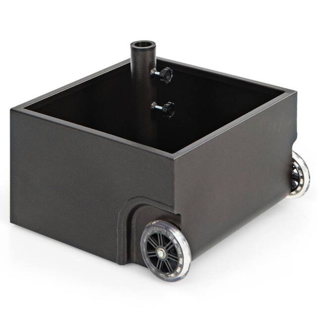 Costway 77kg Patio Umbrella Base Fillable Umbrella Stand Flower Box w/ 2 Universal Wheels in Black - image 1