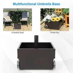 Costway 77kg Patio Umbrella Base Fillable Umbrella Stand Flower Box w/ 2 Universal Wheels in Black - thumbnail 6