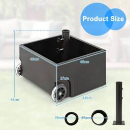 Costway 77kg Patio Umbrella Base Fillable Umbrella Stand Flower Box w/ 2 Universal Wheels in Black - thumbnail 2