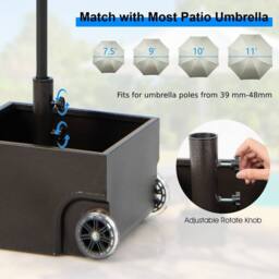 Costway 77kg Patio Umbrella Base Fillable Umbrella Stand Flower Box w/ 2 Universal Wheels in Black - thumbnail 5