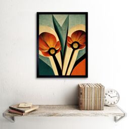 "Artery8 Wall Art Print Flower Art Deco Tulips Bold Art Framed in Black - Size: W12"" x H16""" - thumbnail 2