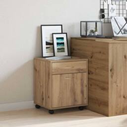 Berkfield Home Rolling Cabinet Artisan Oak 45x38x54 cm Engineered Wood in Brown - Size: 45 x 38 x 54 cm - thumbnail 1